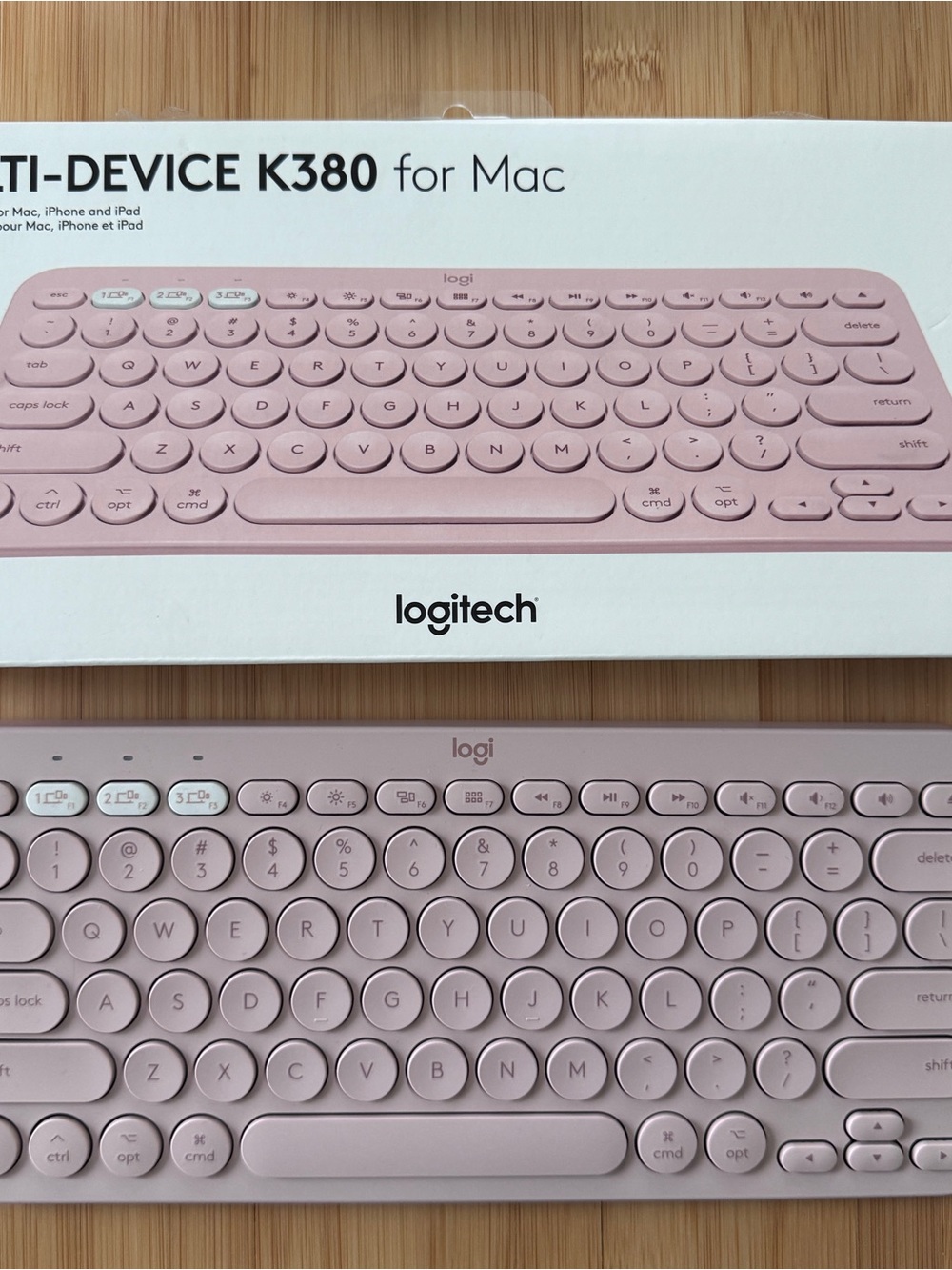 Logitech K380 Compact Wireless Keyboard in Soft Pink